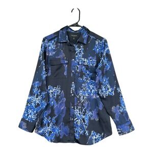Banana Republic Women's S Small Dillon Shirt Blue Floral Camp Pocket Button